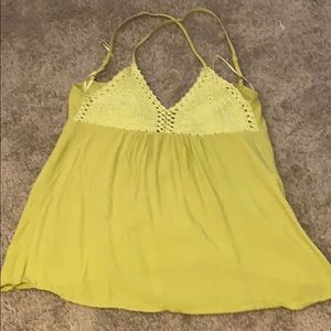 Green crochet cross cross tank top